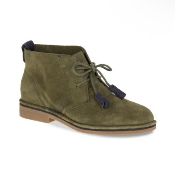 Hush Puppies Cyra‎ Catelyn Suede Bootie 11 WIDE Olive Green - Picture 1 of 8